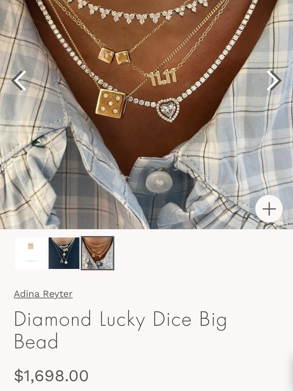 Adina Reyter Gold Diamond Lucky Dice Big Bead